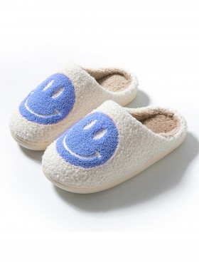 Soft Plush Smiley Face Fuzzy Non-Slip Slippers (4 Pairs)